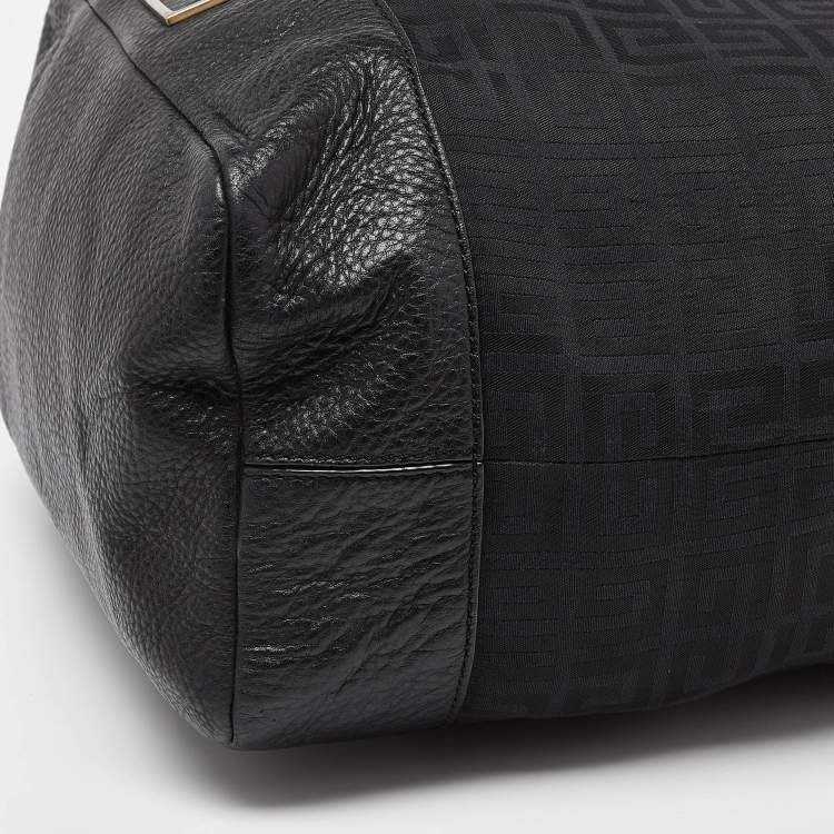 Pre Owned Givenchy Black Monogram Canvas and Leather Bucket Hobo