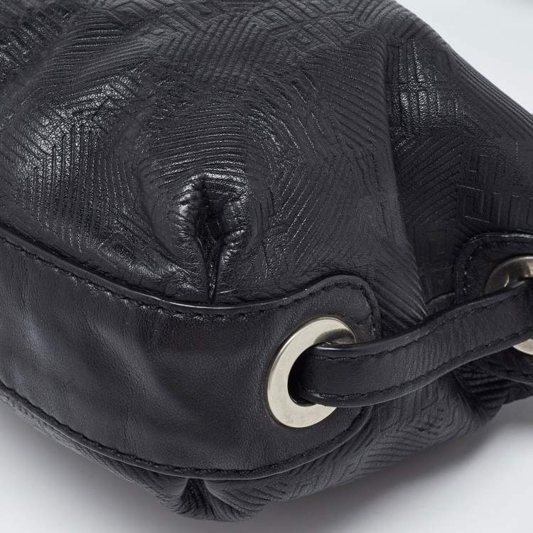 Pre Owned Givenchy Black Monogram Embossed Leather Baguette Bag