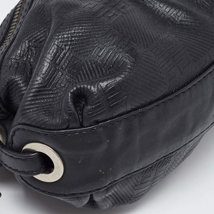 Pre Owned Givenchy Black Monogram Embossed Leather Baguette Bag