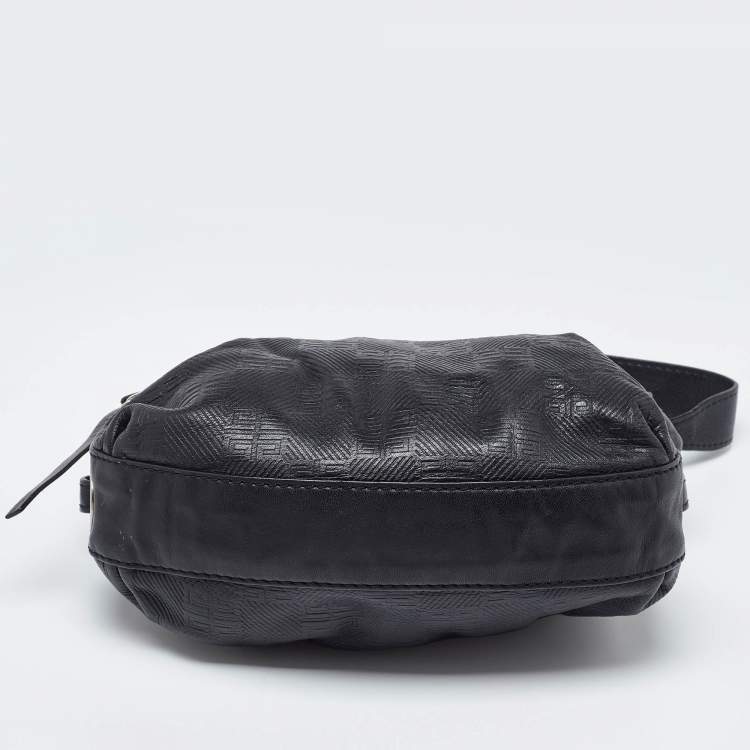 Pre Owned Givenchy Black Monogram Embossed Leather Baguette Bag