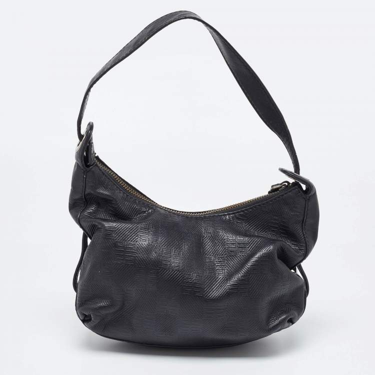 Pre Owned Givenchy Black Monogram Embossed Leather Baguette Bag