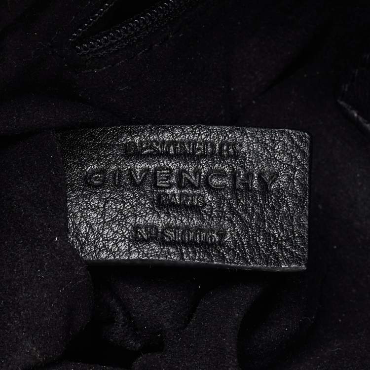 Pre Owned Givenchy Black Monogram Embossed Leather Baguette Bag