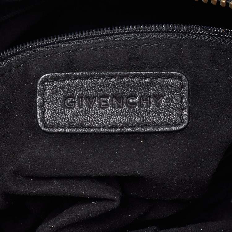 Pre Owned Givenchy Black Monogram Embossed Leather Baguette Bag