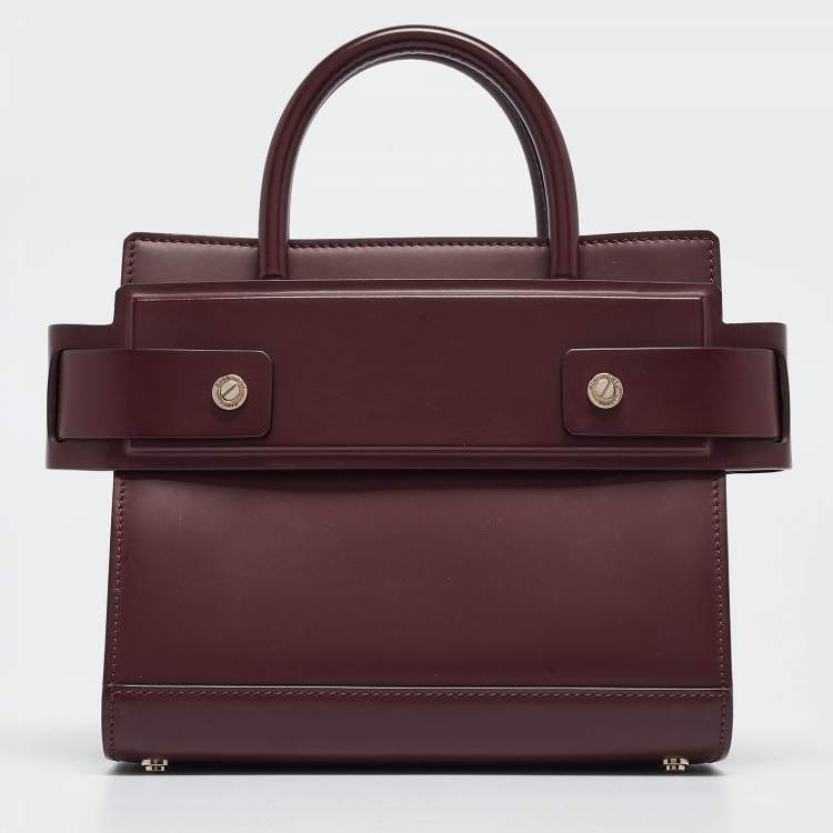 Pre Owned Givenchy Burgundy Leather Mini Horizon Tote