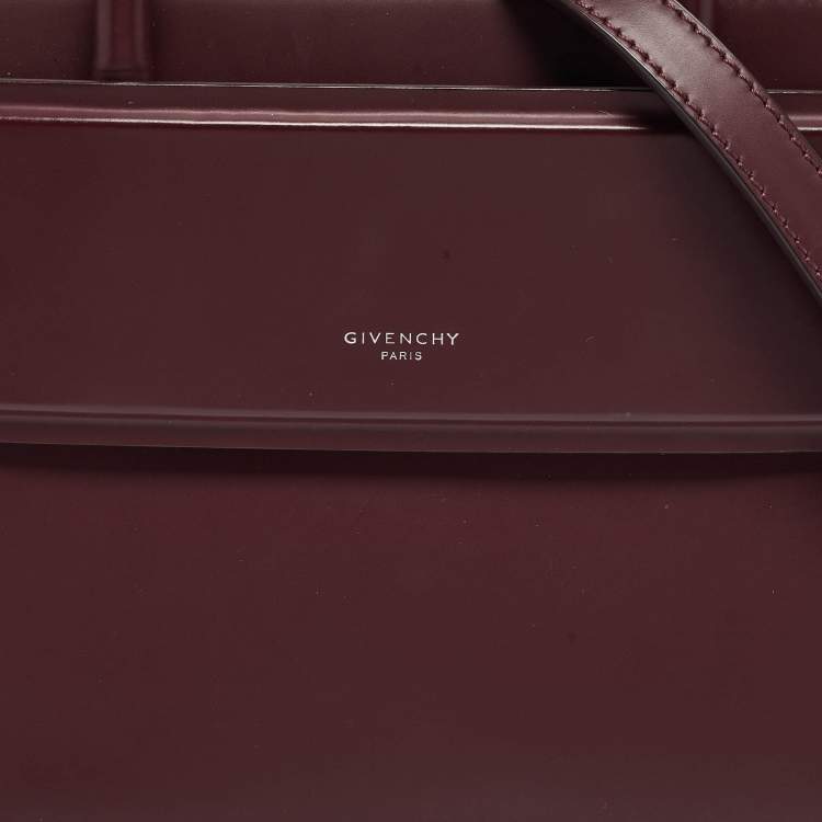 Pre Owned Givenchy Burgundy Leather Mini Horizon Tote
