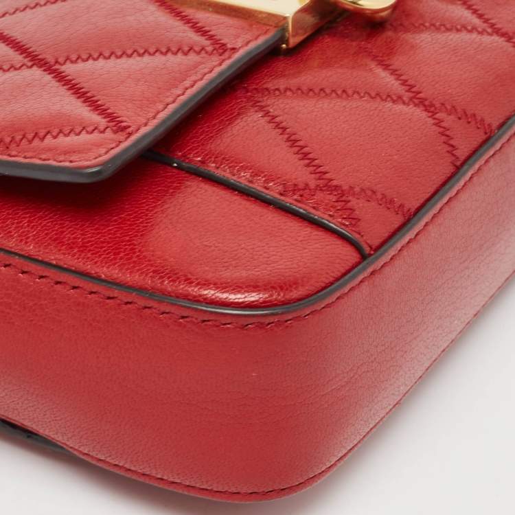 Pre Owned Givenchy Red Quilted Leather Mini Pocket Crossbody Bag