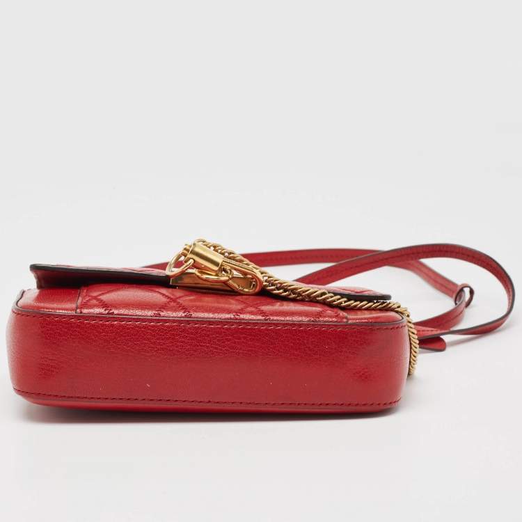 Pre Owned Givenchy Red Quilted Leather Mini Pocket Crossbody Bag
