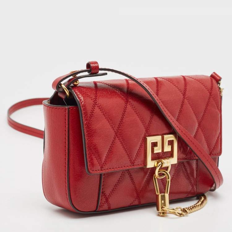 Pre Owned Givenchy Red Quilted Leather Mini Pocket Crossbody Bag