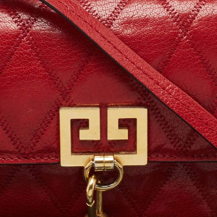 Pre Owned Givenchy Red Quilted Leather Mini Pocket Crossbody Bag