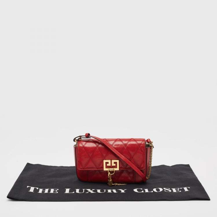 Pre Owned Givenchy Red Quilted Leather Mini Pocket Crossbody Bag