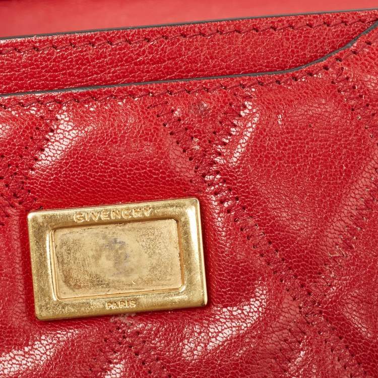 Pre Owned Givenchy Red Quilted Leather Mini Pocket Crossbody Bag
