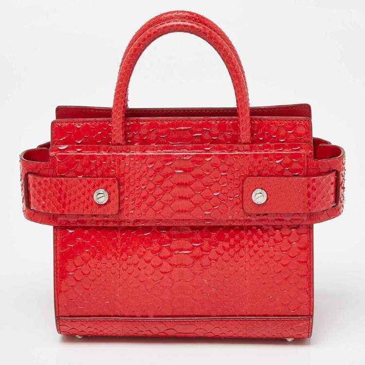 Pre Owned Givenchy Red Python Mini Horizon Tote