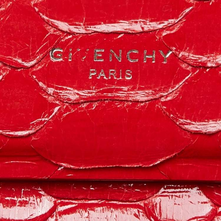 Pre Owned Givenchy Red Python Mini Horizon Tote