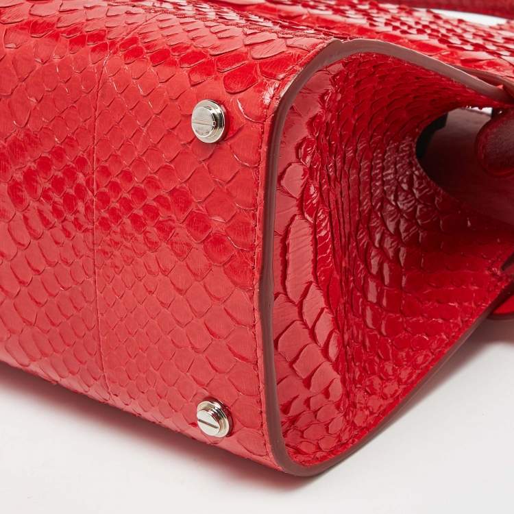 Pre Owned Givenchy Red Python Mini Horizon Tote