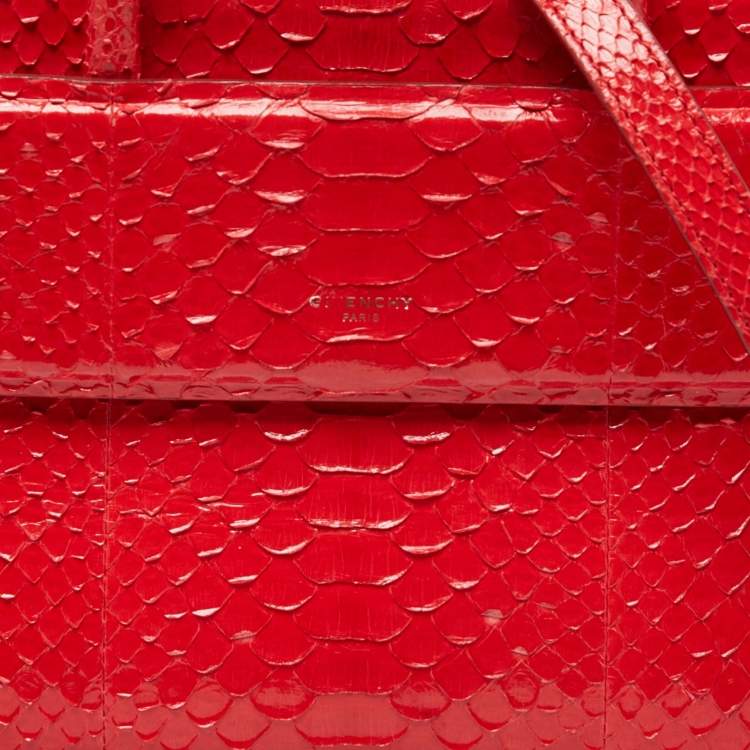 Pre Owned Givenchy Red Python Mini Horizon Tote