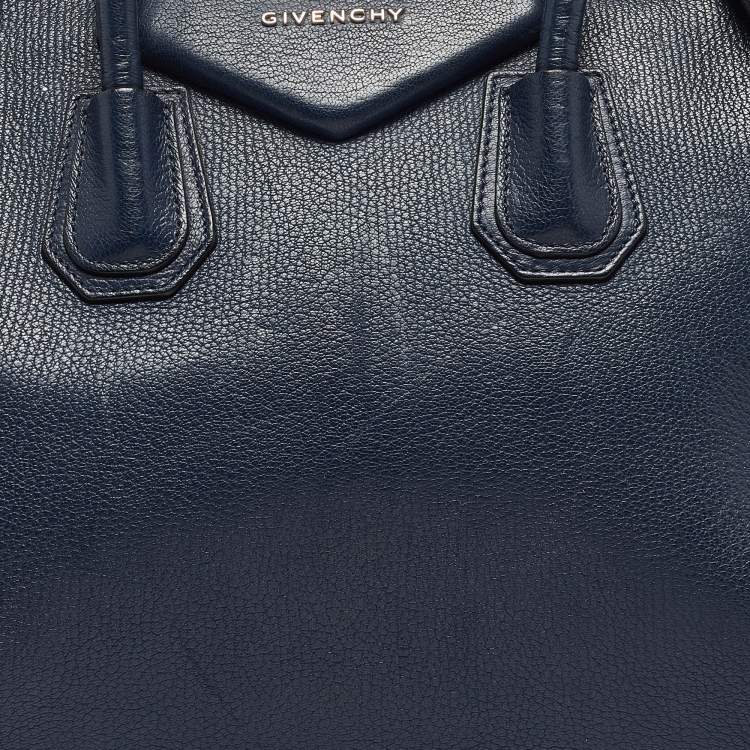 Pre Owned Givenchy Navy Blue Leather Medium Antigona Satchel