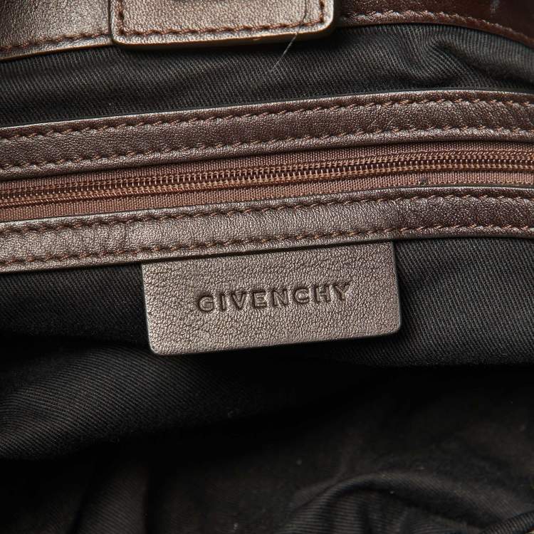 Pre Owned Givenchy Brown/Black Monogram Canvas and Leather Double Zip Tote 