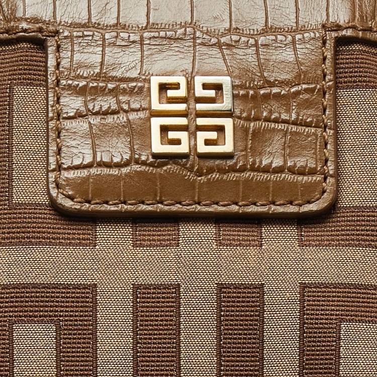 Pre Owned Givenchy Beige Monogram Canvas and Leather Hobo