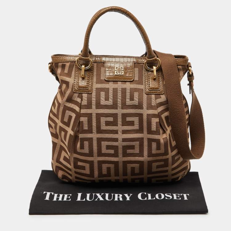 Pre Owned Givenchy Beige Monogram Canvas and Leather Hobo