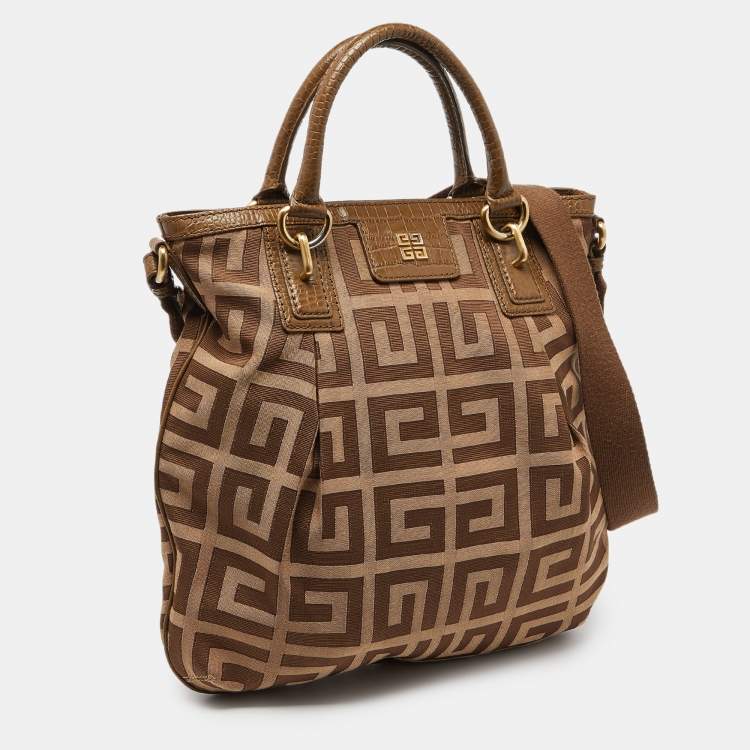 Pre Owned Givenchy Beige Monogram Canvas and Leather Hobo
