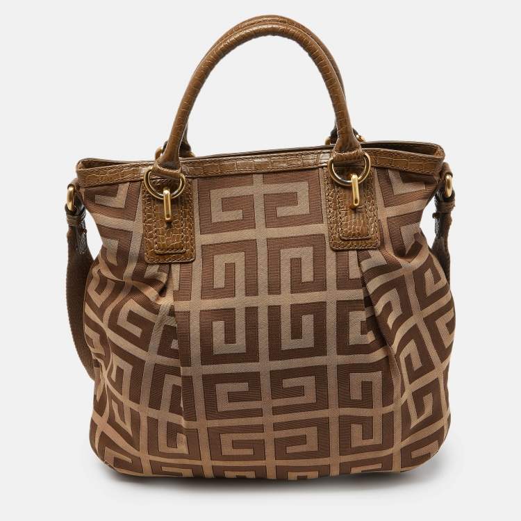 Pre Owned Givenchy Beige Monogram Canvas and Leather Hobo