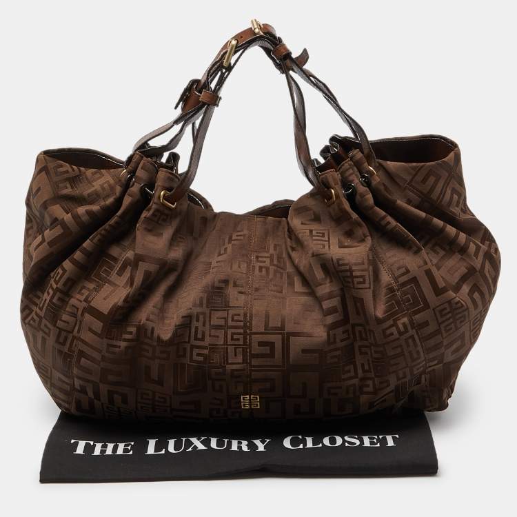 Pre Owned Givenchy Brown Monogram Canvas and Leather Hobo