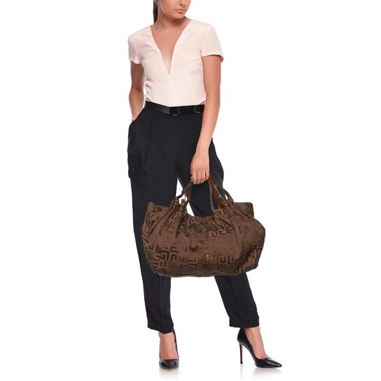 Pre Owned Givenchy Brown Monogram Canvas and Leather Hobo