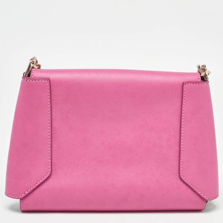Pre Owned Givenchy Pink Leather Shark Lock Chain Clutch