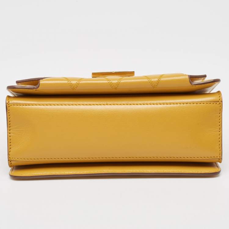 Pre Owned Givenchy Mustard Quilted Leather Small GV3 Shoulder Bag