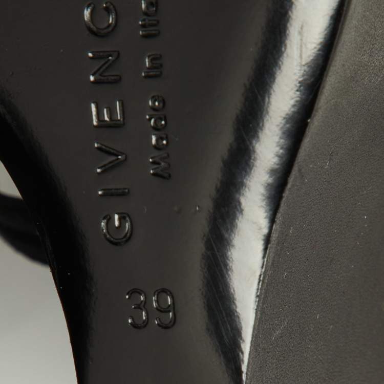 Pre Owned Givenchy Black Suede and Leather Wedge Platform Ankle Strap Sandals Size 39
