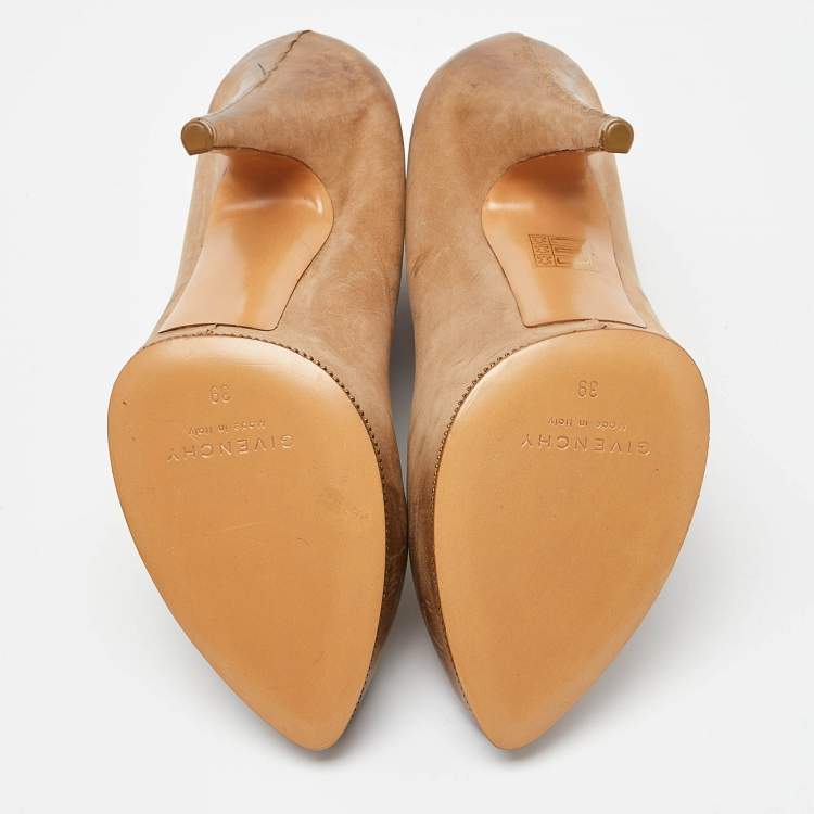 Pre Owned Givenchy Beige Nubuck Leather Platform Ankle Booties Size 39