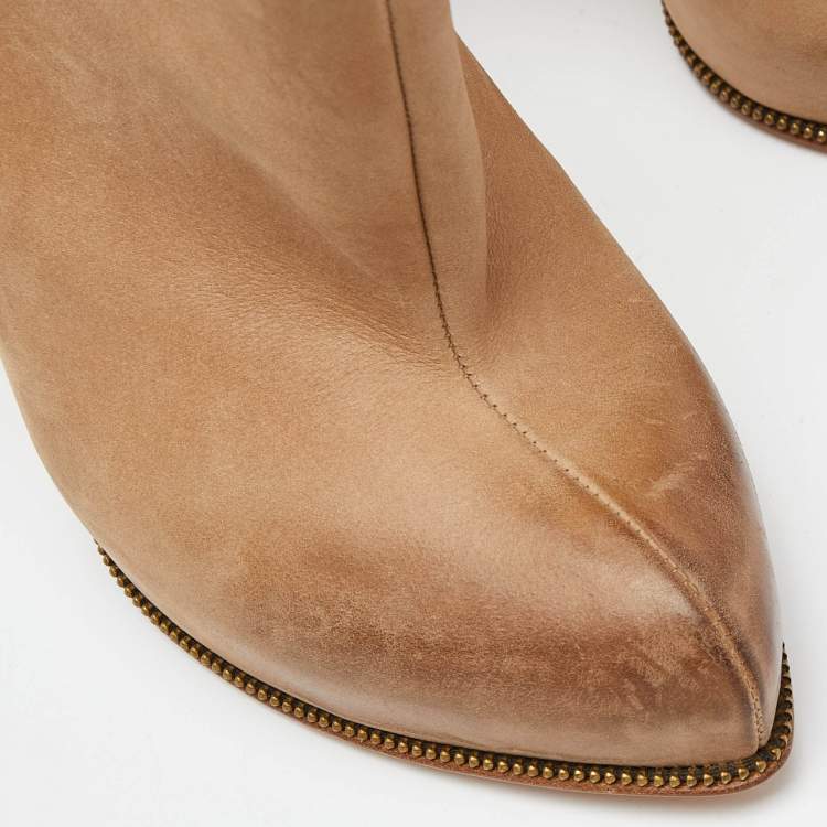 Pre Owned Givenchy Beige Nubuck Leather Platform Ankle Booties Size 39