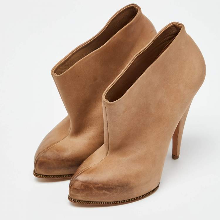 Pre Owned Givenchy Beige Nubuck Leather Platform Ankle Booties Size 39