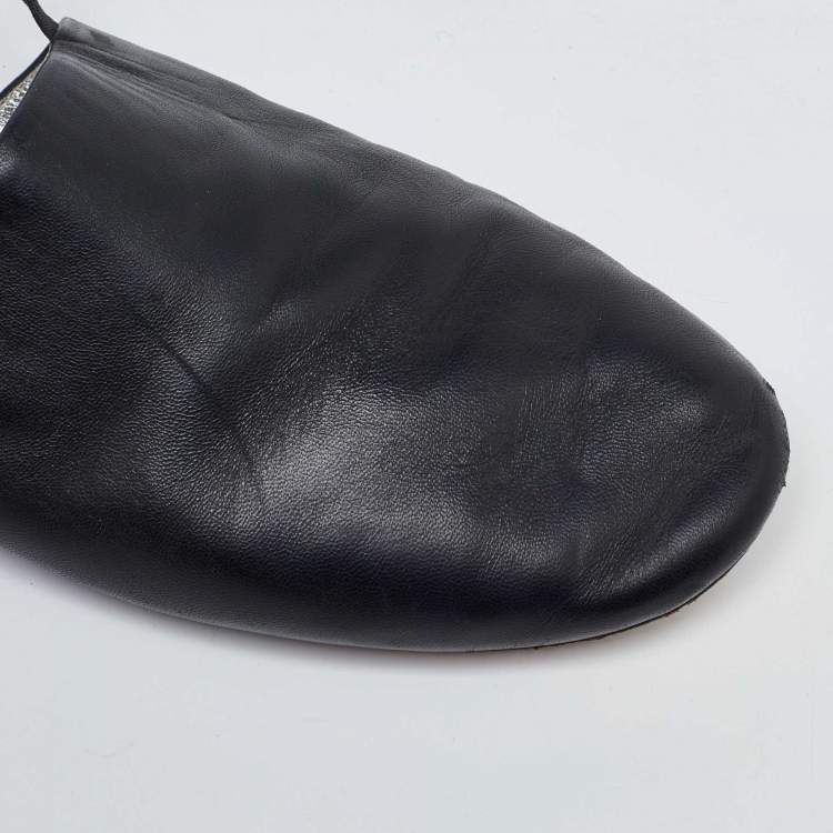 Pre Owned Givenchy Black Leather Rivington Slingback Flats Size 38