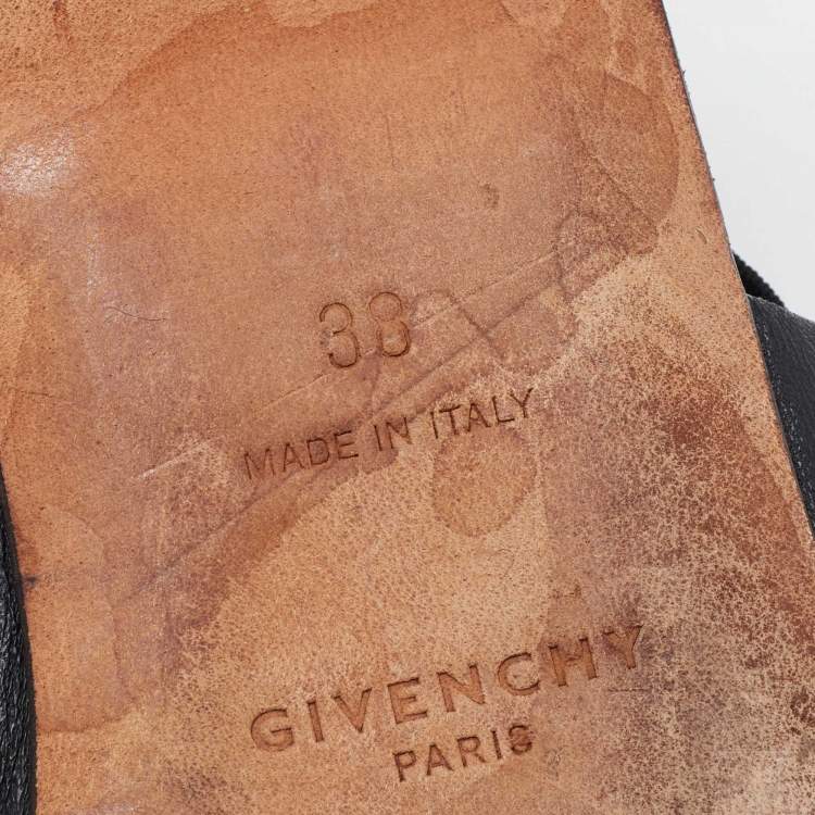 Pre Owned Givenchy Black Leather Rivington Slingback Flats Size 38