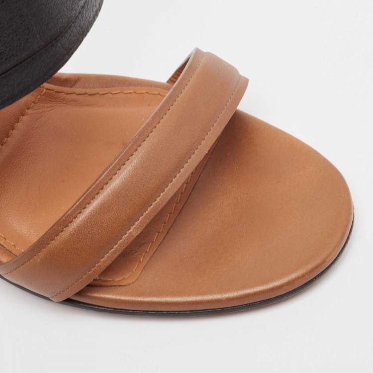 Pre Owned Givenchy Black/Brown Leather Slide Sandals Size 41