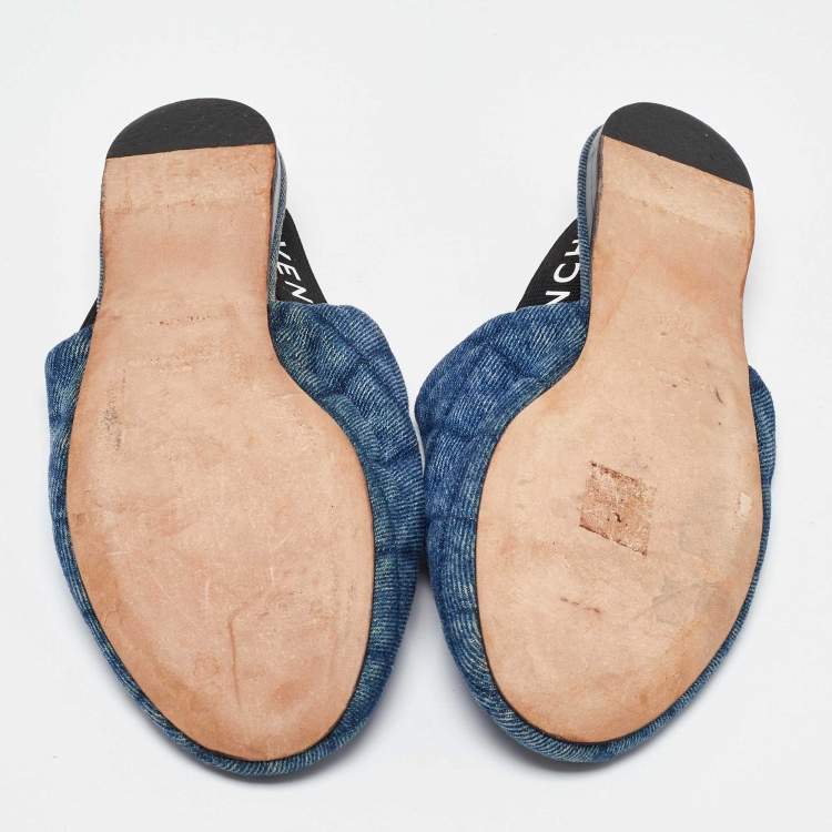 Pre Owned Givenchy Blue Denim Rivington Slingback Flat Sandals Size 37.5