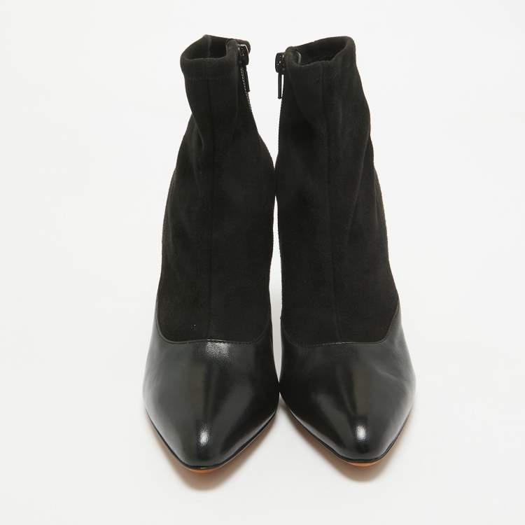 Pre Owned Givenchy Black Leather and Suede Ankle Length Boots Size 38