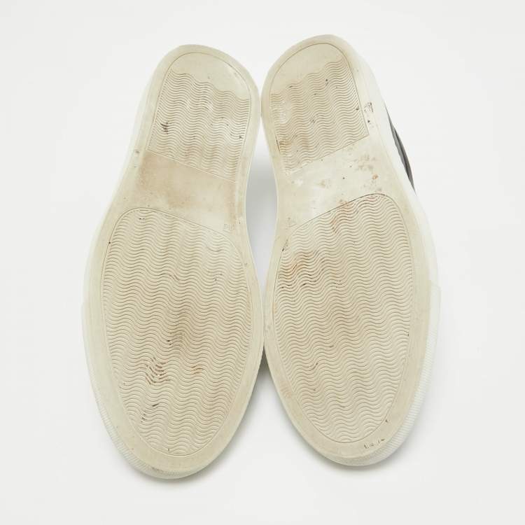 Pre Owned Givenchy Black Leather Printed Rottweiler Slip On Sneakers Size 38