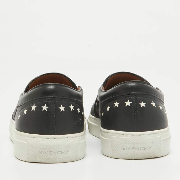 Pre Owned Givenchy Black Leather Printed Rottweiler Slip On Sneakers Size 38