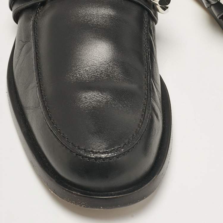 Pre Owned Givenchy Black Leather Chain Mules Size 39.5