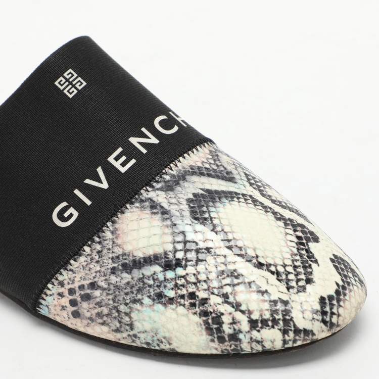 Pre Owned Givenchy Multicolor Python Embossed Leather Bedford Mules Size 37