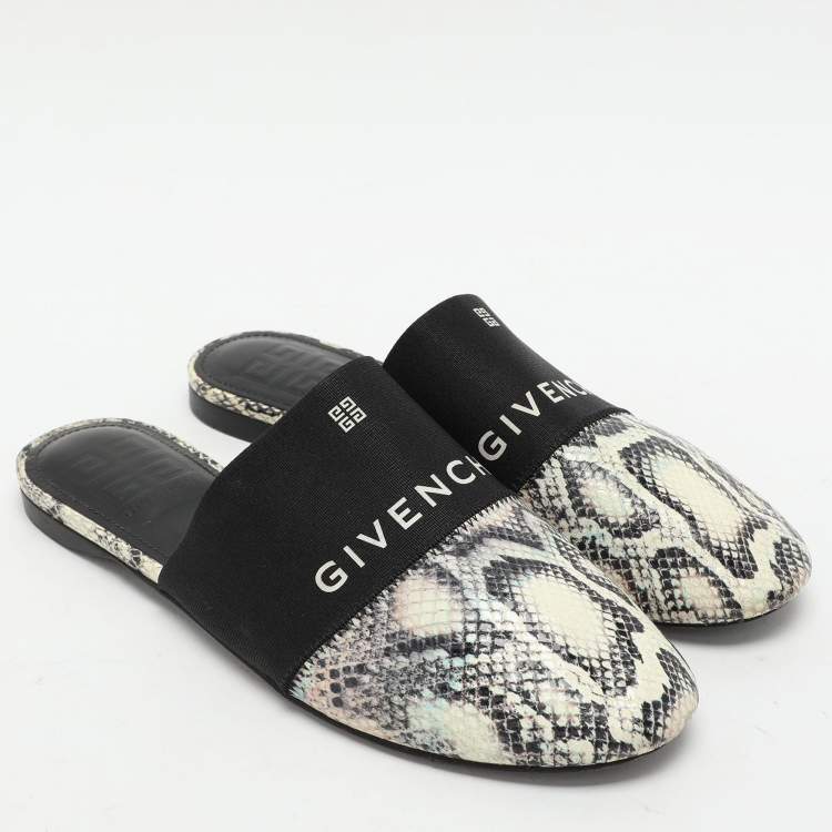 Pre Owned Givenchy Multicolor Python Embossed Leather Bedford Mules Size 37