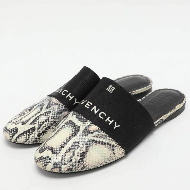 Pre Owned Givenchy Multicolor Python Embossed Leather Bedford Mules Size 37