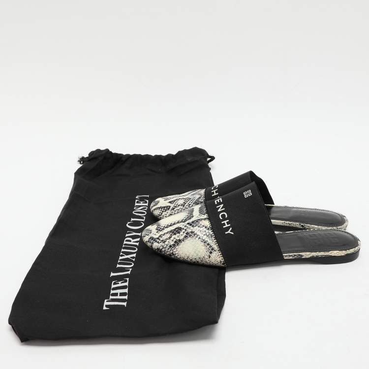 Pre Owned Givenchy Multicolor Python Embossed Leather Bedford Mules Size 37
