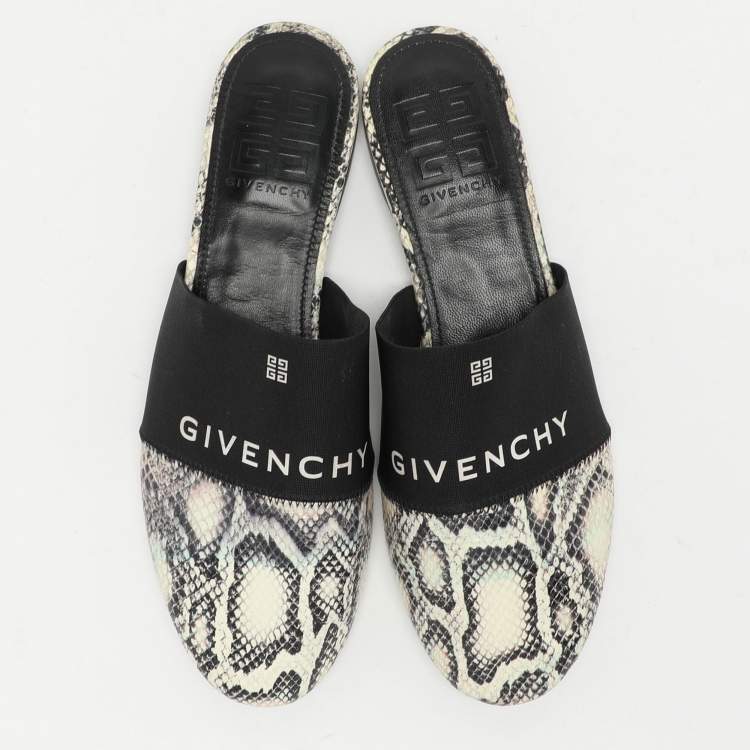 Pre Owned Givenchy Multicolor Python Embossed Leather Bedford Mules Size 37