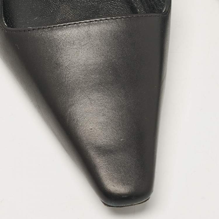 Pre Owned Givenchy Black Leather Slingback Pumps Size 38