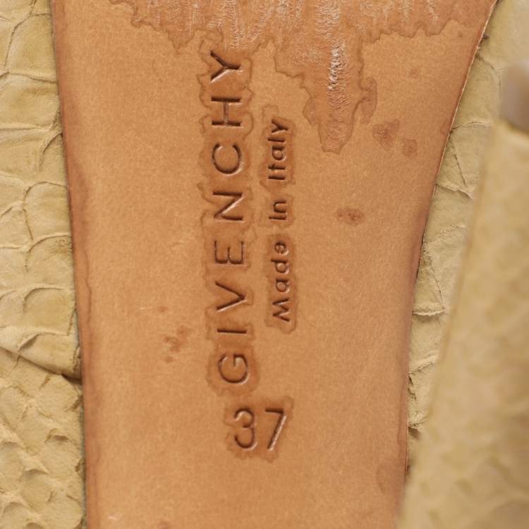 Pre Owned Givenchy Yellow Python Embossed Leather Platform Pumps Size 37