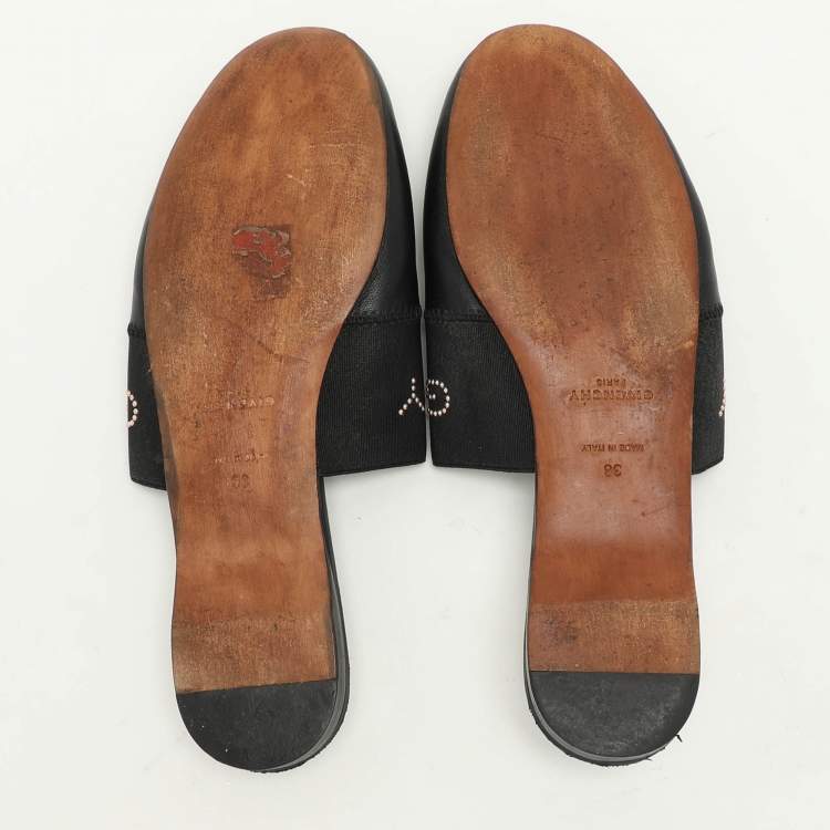 Pre Owned Givenchy Black Leather and Fabric Bedford Mules Size 38