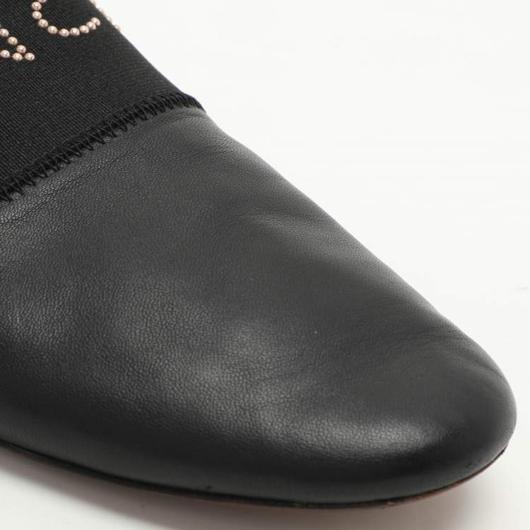 Pre Owned Givenchy Black Leather and Fabric Bedford Mules Size 38